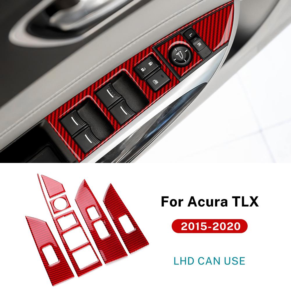 Real Soft Carbon Fiber Sticker For Acura TLX 2015 2016 2017 2018 2019 2020 LHD Car Window Lift Button Panel Interior Accessories