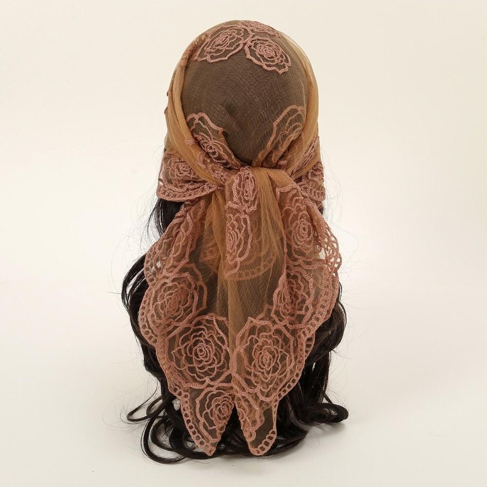Floral Embroidery Lace Scarf Breathable Sunscreen Shawls Fashion Headscarf Summer