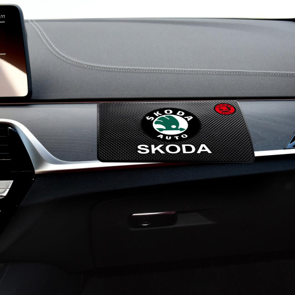 HGC2 1Pcs Car Ornament Non Slip Silicone Mat Car Interior Dashboard Phone Sticky Pad For Skoda Rapid Fabia Superb KAMIQ Octavia