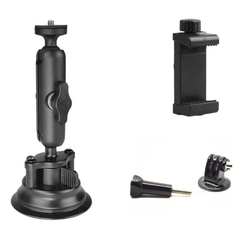 Universal Car Windshield Mount With Ball Head Tripod Adapter Action Camera Smartphone Gimbal
