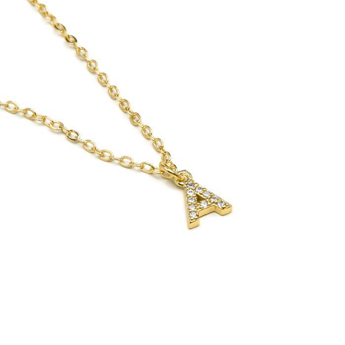 Collier Luxenter Avec Zirconia Brillant Finition or 18k - Alphabet A