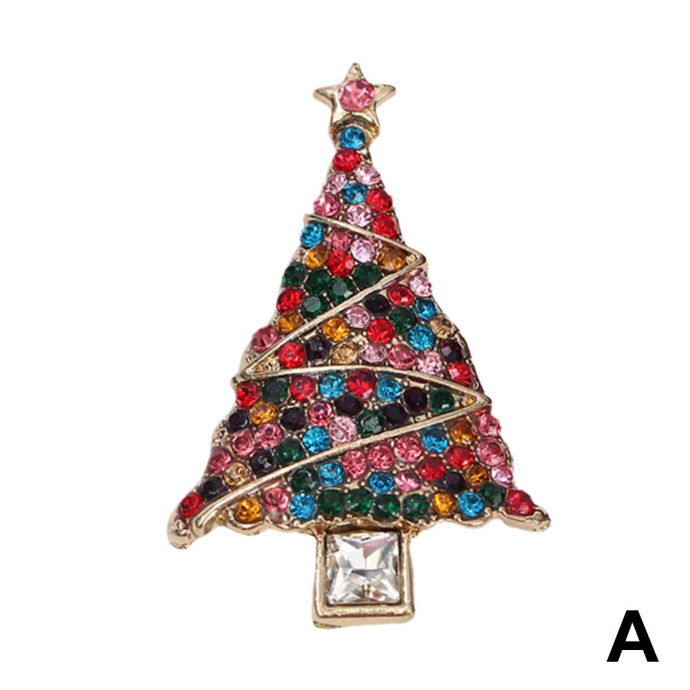 Рождественская елка Брошь Кристалл Стразы Булавка Для Женщин Булавка Ювелирные Изделия Рождественский Аксессуар Эмаль P P9T6