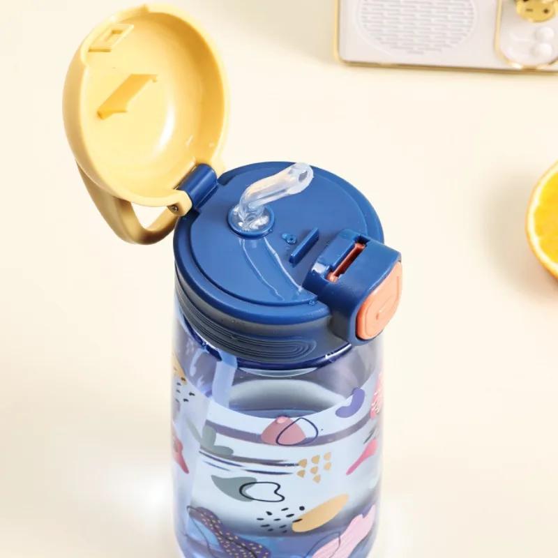 600ml Water Bottle With Straw Kids Girls Portable Travel Bottles Gym Sports Fitness Cup Summer Cold Water Juice Drinking Bottle