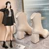 High Heels Short Boots Women Fashion Shoes 2024 New Autumn Winter Chunky Heels Waterproof Square Toe Plus Size Ankle Boots
