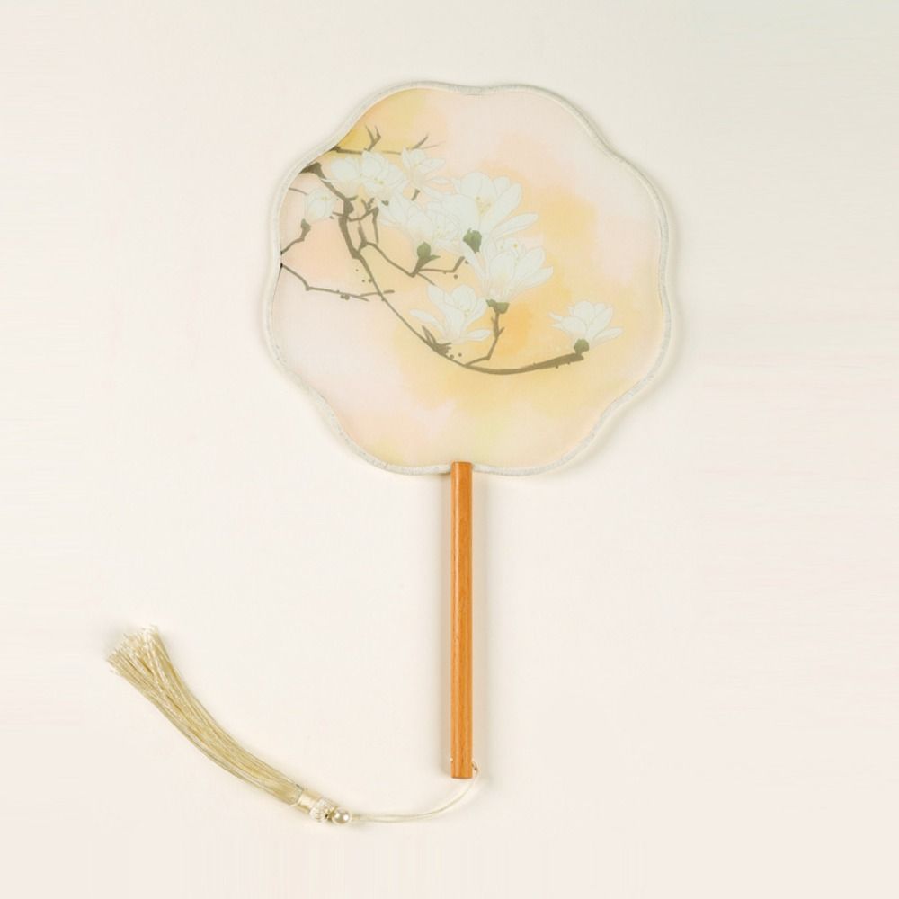 Ручной веер с вышивкой и кисточками, шелковый веер, классический китайский стиль, круглый веер, домашний декор