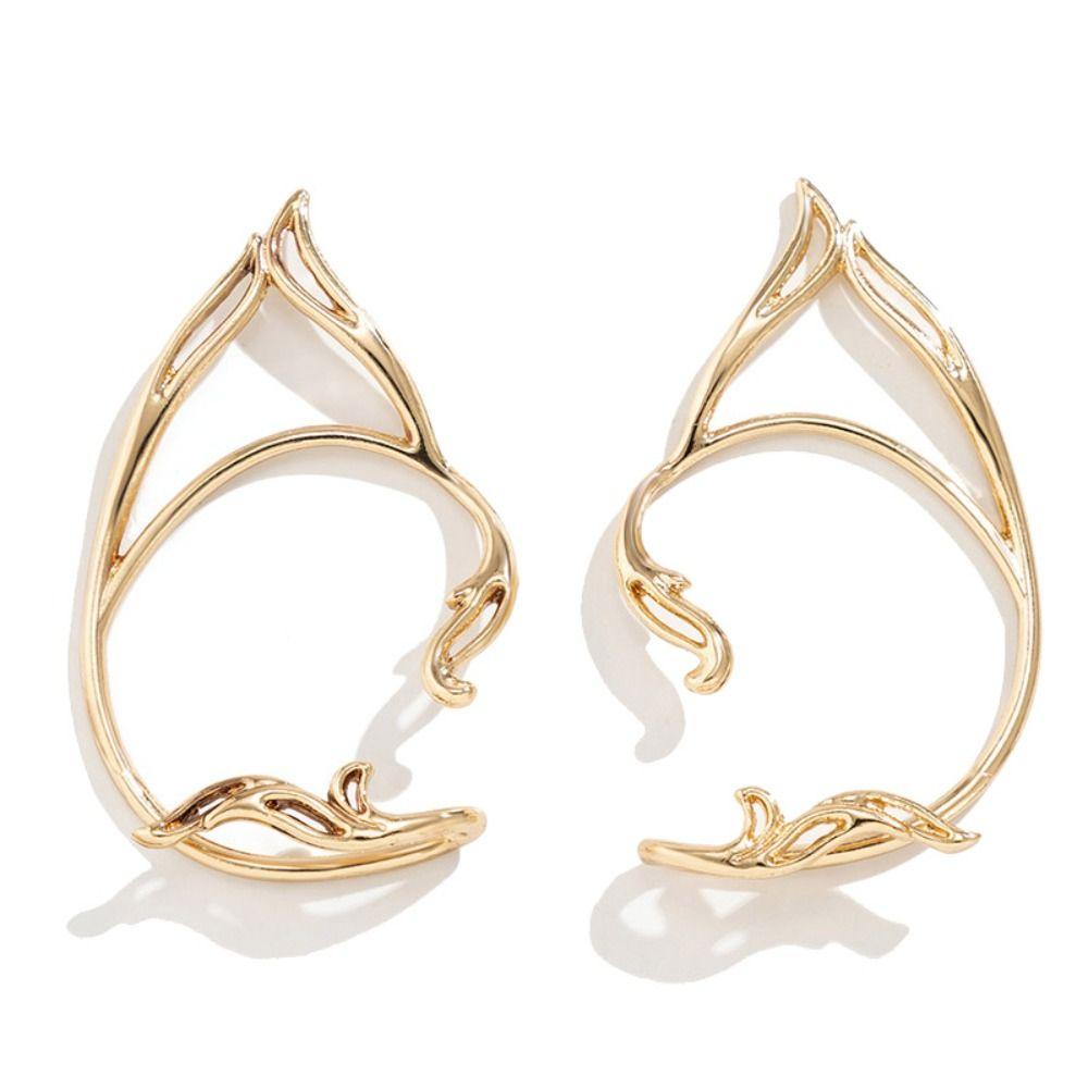 Zinc Zinc Alloy Elf Ear Clip Ear Cuff Cat Ear Hollow Ear Clips Sweet Halloween