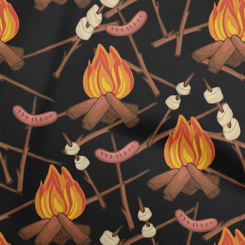 oneOone Cotton Flex Black Fabric Campfire Sewing Fabric By The Yard Printed Diy Clothing Sewing Supplies 40 Inch