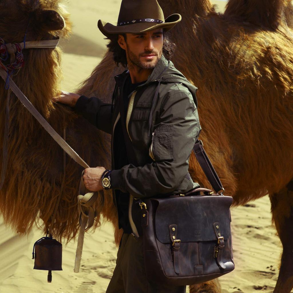 BRASS TACKS Leathercraft, an American Brand, Men's Business Bag Made of Cowhide Leather, Suitable for Job Hunting and Recruitment, with a Large