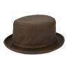 Basic Enchi Fake Leather Porkpie Retro Vintage Style with a Simple Finish and Matte Leather Antibacterial and One Size Fits for Men and Women Hat,