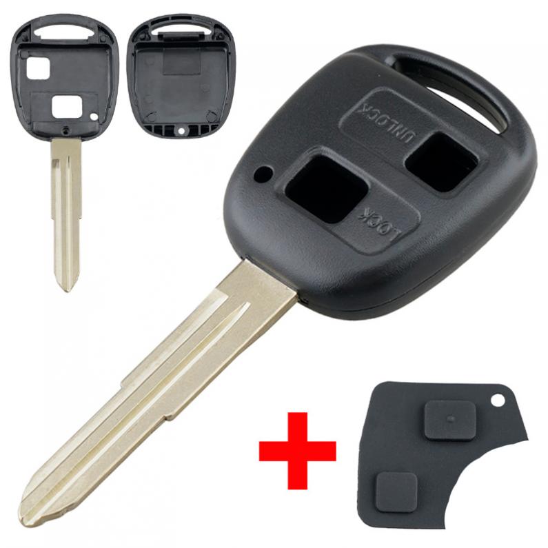 Car Key Fob Case Shell with TOY41 Uncut Blade and Rubber Button Pad Fit for Toyota Yaris