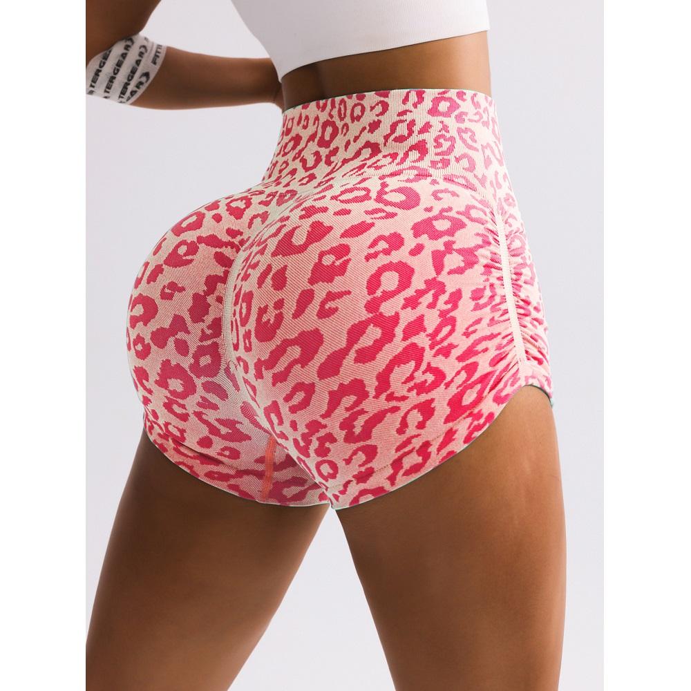 Шорты для йоги с высокой талией, утягивающие, женские, спортивные, для бега, фитнеса, облегающие, с леопардовым принтом, длиной три четверти, верхняя одежда