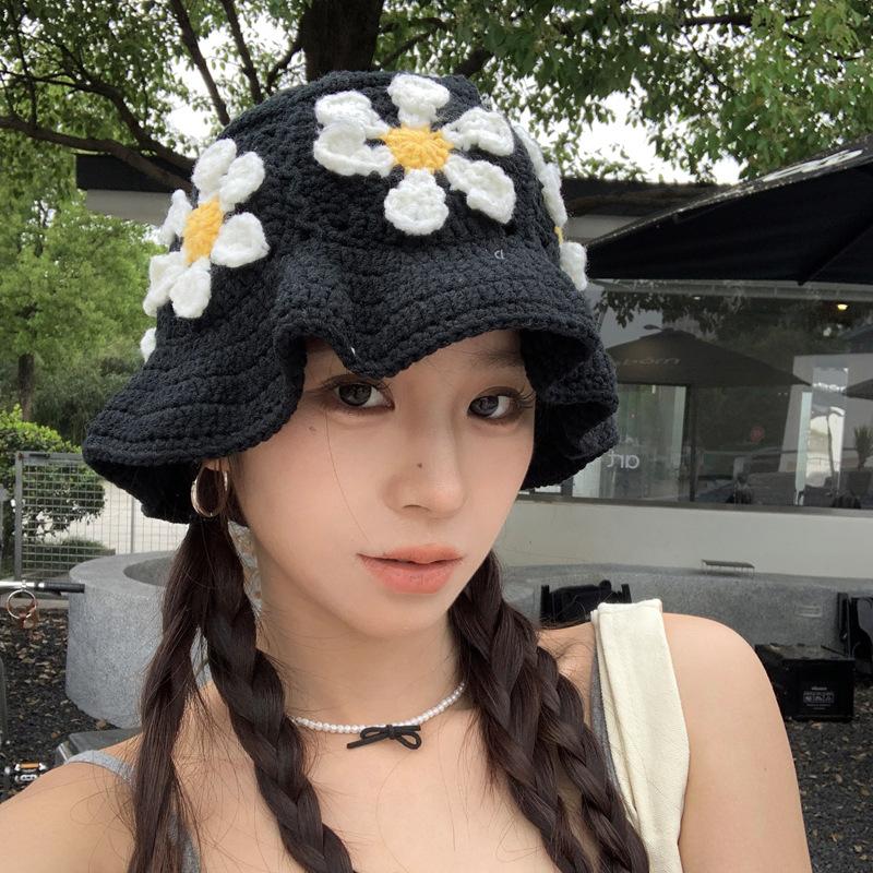 Весенне-осенняя нишевая красочная шапка бини с ажурной вязкой, женская шляпа рыбака с широкими полями, подчеркивающая лицо, маленькая шляпа-панама от солнца