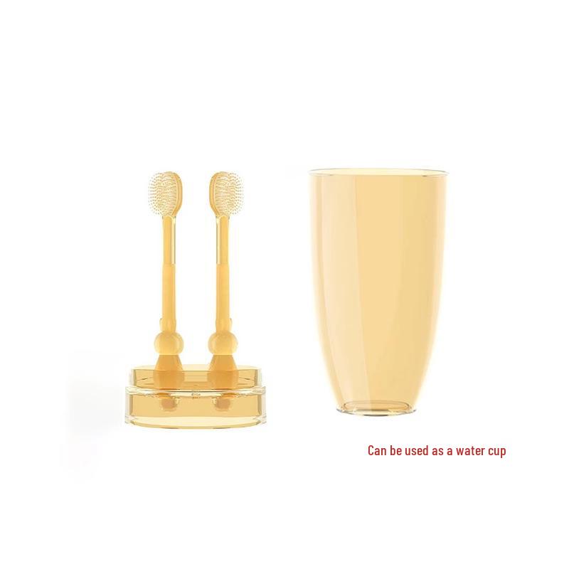 Upgraded Soft Silicone Baby Toothbrush & Tongue Scraper for 0-18 Months - Includes Storage Box