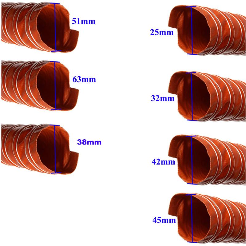 4M 157" Car Hood Air Intake Pipe Air Ducting Hose Heat Resistant Temperature Resistance Flexible 25/32/38/42/45/51/63mm