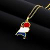 Vintage Netherlands Map Necklace Simple Flag Symbol Necklace Jewelry Stainless Steel Country Outline Pendant Necklace