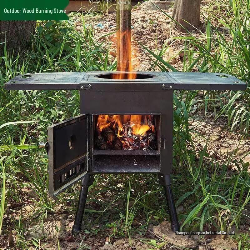 Portable Outdoor Cassette Stove: Camping Heater, Firewood Stove, Barbecue Grill, Chimney Oven, Stainless Steel.