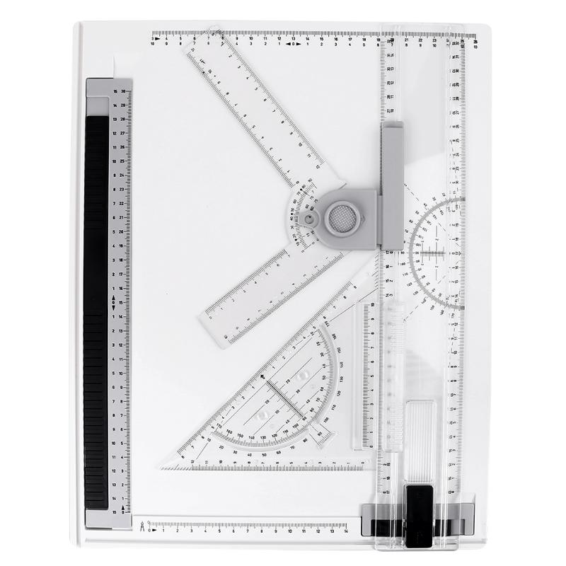 A4 Drawing Board Drafting Table Multifunctional Drawing Board Table with Clear Rule Adjustable Measuring System Compact