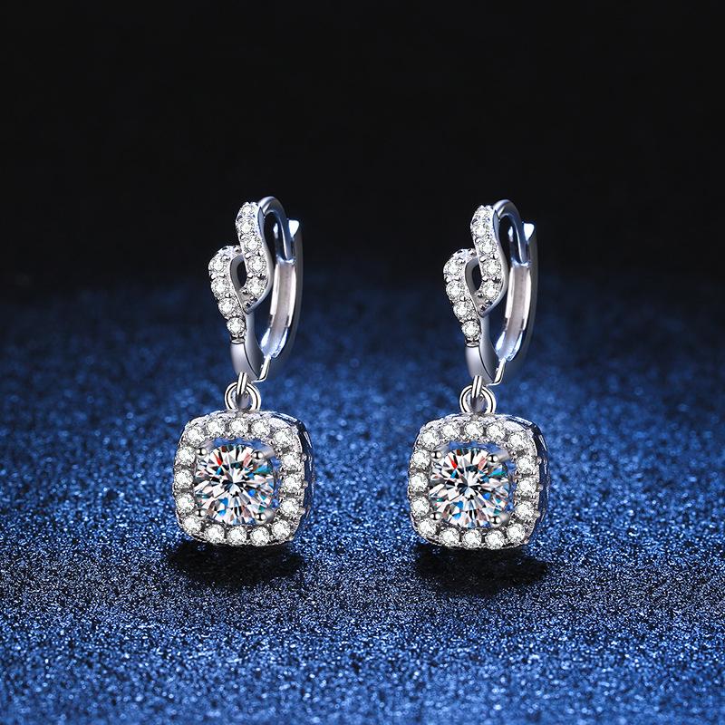 S925 Sterling Silver Earrings Moissanite Earrings Full of Diamonds Winding Color Moissanite Earrings Female Earrings