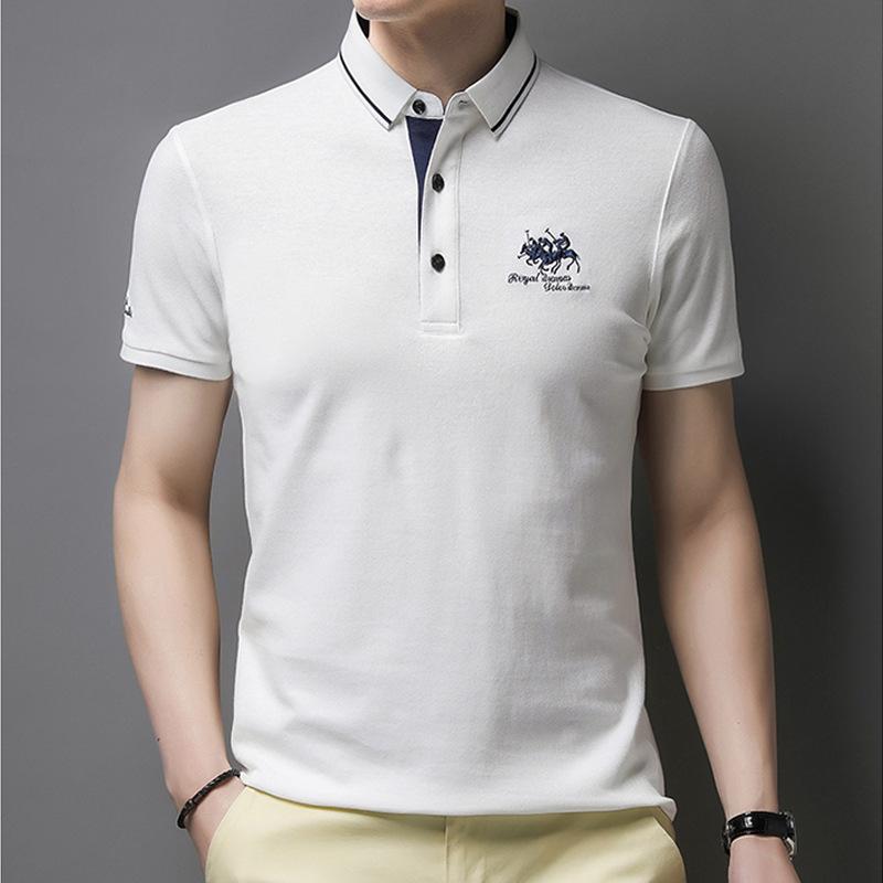 Summer New POLO Shirt for Men, Business Gentleman, Embroidered Lapel, Breathable Short-sleeved T-shirt for Men