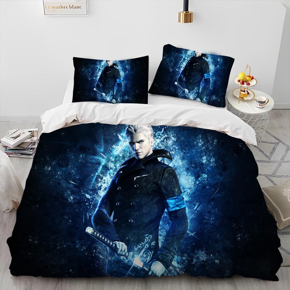 D-Devil May Cry DMC Игра Геймер Теплый Одеяло Постельное Белье Комплект, Мягкое Пододеяльник Постельное Белье Комплект Удобный Пододеяльник Наволочка, Размеры King Queen