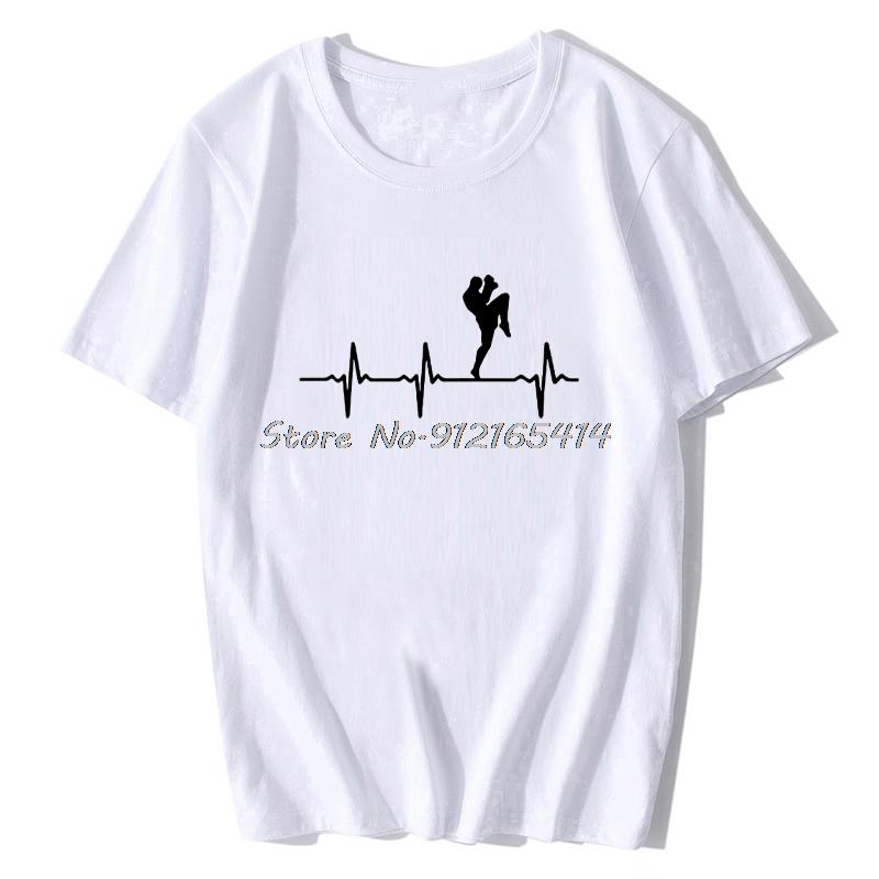 New Arrival T Shirt Unisex Clothing Muay Thai Heartbeat Printed Tshirts Summer Short Sleeve Oneck Tops Funny Tee Unisex Clothing