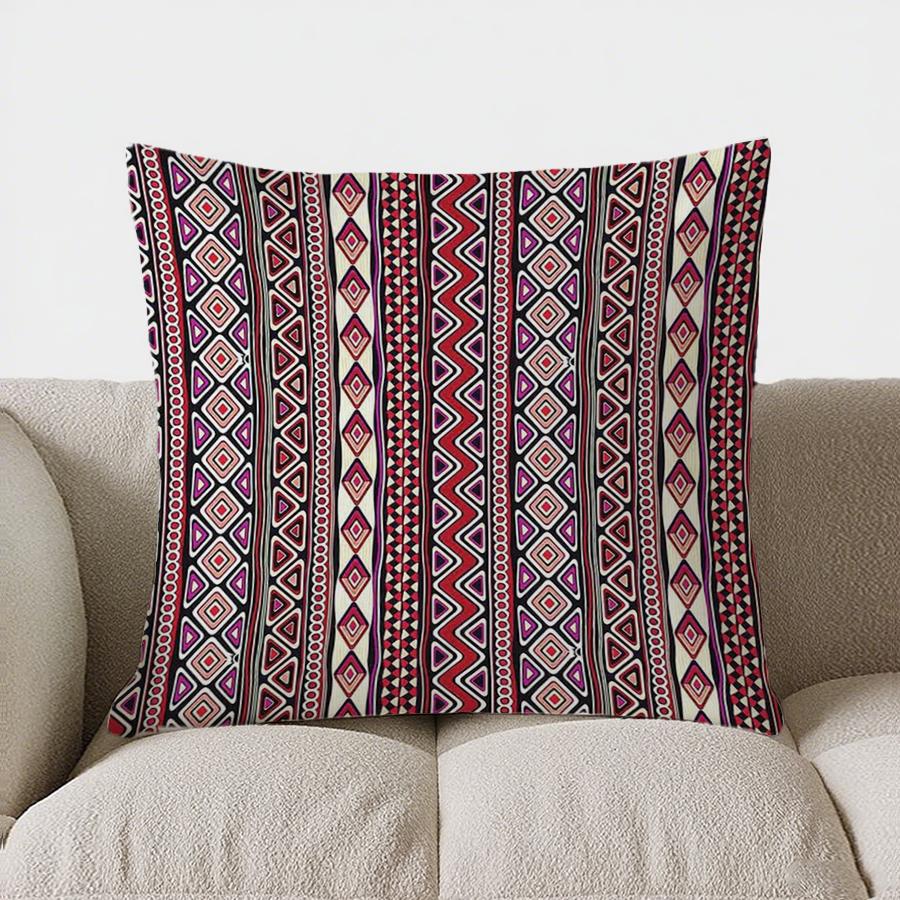Bohemian Black And White Geometric Double-Sided Printed Pillow Cover Short Plush Suitable Living Rooms Sofas Throw Cushion Cover