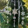 18 Pcs Crystal Christmas Ornaments for Tree Clear Acrylic Snowflake Icicle Hanging Ornaments with Drop Pendants Winter Wonderland
