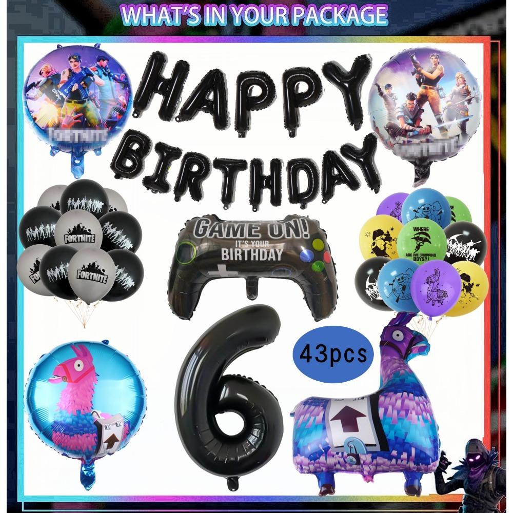 Игровой автомат Fortnition Декорации для дня рождения Набор посуды на 10 человек Задний фон Воздушный шар с альпакой Для детского праздника
