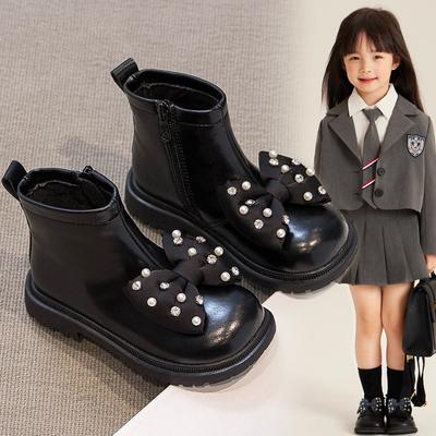 Сапоги для девочек, короткие сапоги на мягкой подошве, осенне-зимние новые плюшевые сапоги принцессы для маленьких девочек, хлопковая обувь