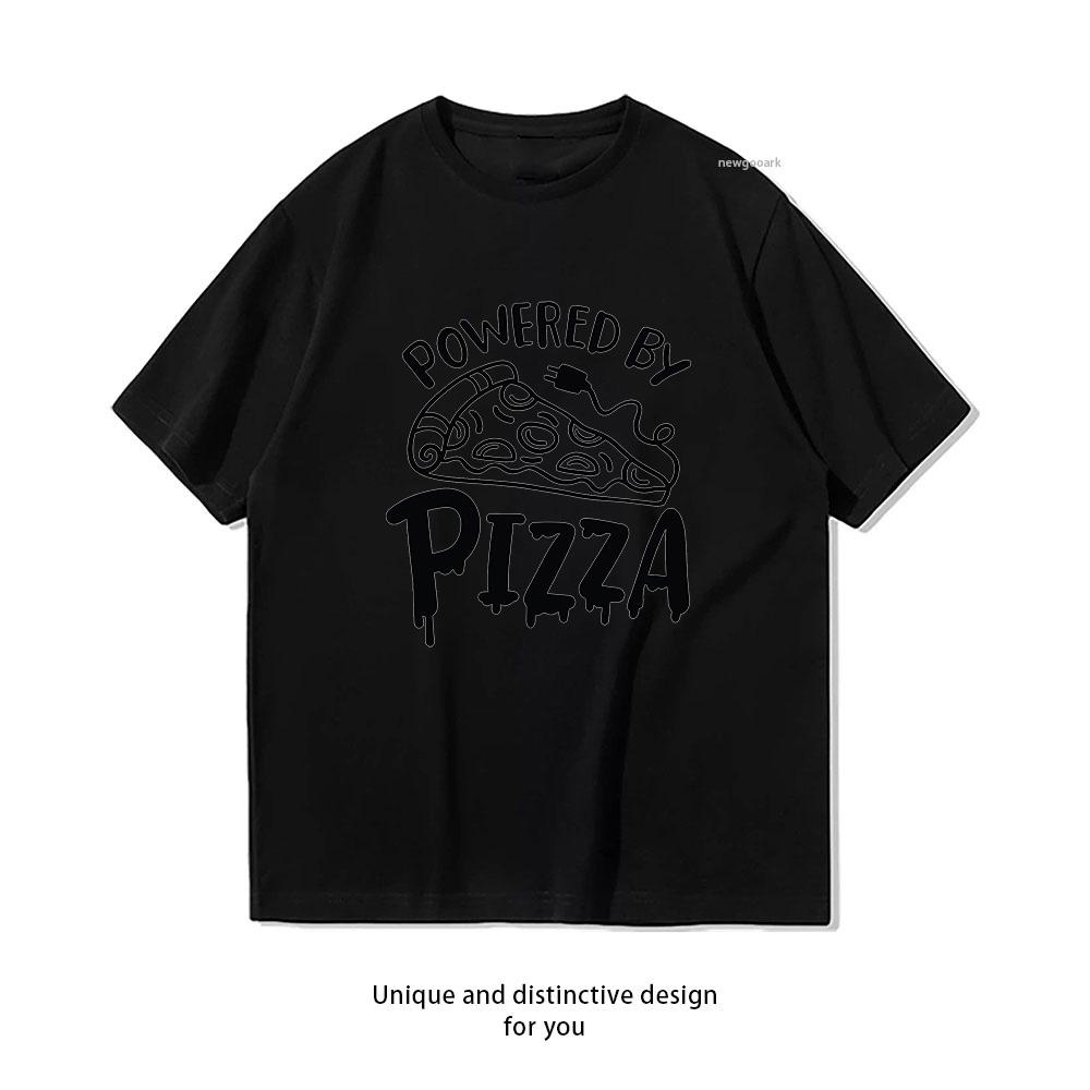 Powered By Pizza Shirt Woman Man Summer Cotton Graphic T Shirts Adult Streetwear Camisetas Tops Shortsleev S3XL couple