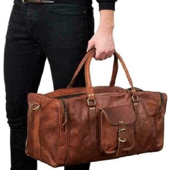 Кожаная сумка Travel Goat Gym Duffel Luggage Подлинная коричневая винтажная новая мужская мужская