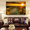 Sunset With Ocean and Jetty Canvas Art Posters Wall Prints for Living Room Bedroom Decor