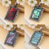 Shell Pendant Necklace With Geometric Embedding For Fashion Jewelry Crafts