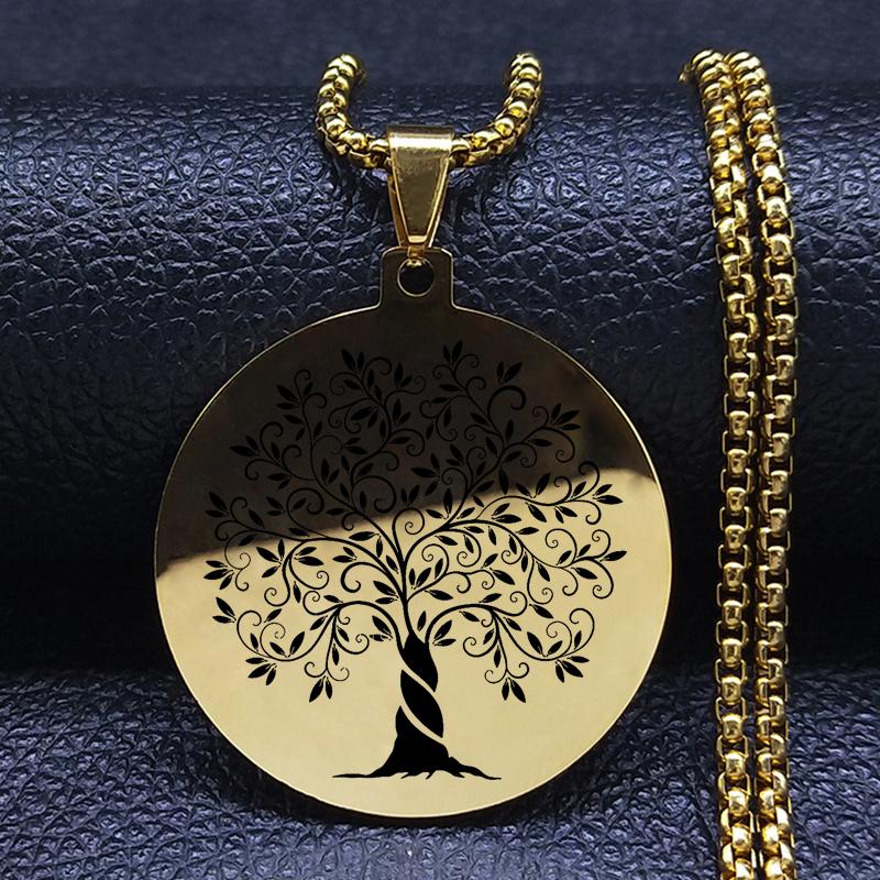 Иггдрасиль Древо жизни ожерелье из нержавеющей стали кулон компас викингов кельтское скандинавское генеалогическое древо ювелирные изделия с рунами