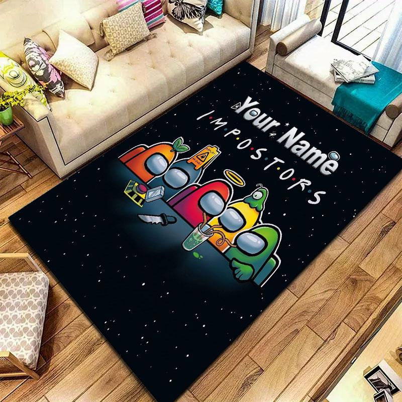 Among Us Custom Name Carpet Rug for Living Room Bedroom Home Sofa Decoration,Kids play Non-slip Floor Mat