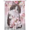 Милые розовые шторы с цветами для гостиной, декоративные шторы для окна, кухонные шторы, тюль, вуаль, органза