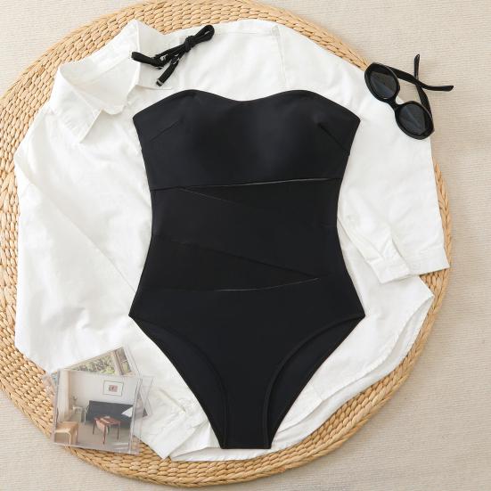 Женский монокини однотонный с сетчатыми вставками, облегающий, сексуальный цельный купальник, подчеркивающий фигуру, пляжная одежда для купания