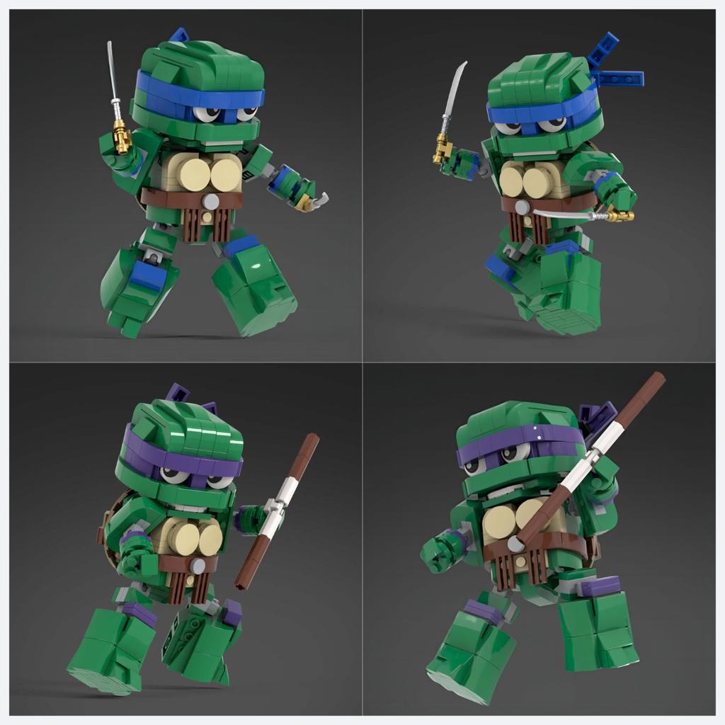 MOC Фигурки из мультфильма Черепаший Меха Модель 1987 Жестокий Черепаший Воин Мини-кукла Конструктор Детская игрушка Взрослый Подарок на день рождения