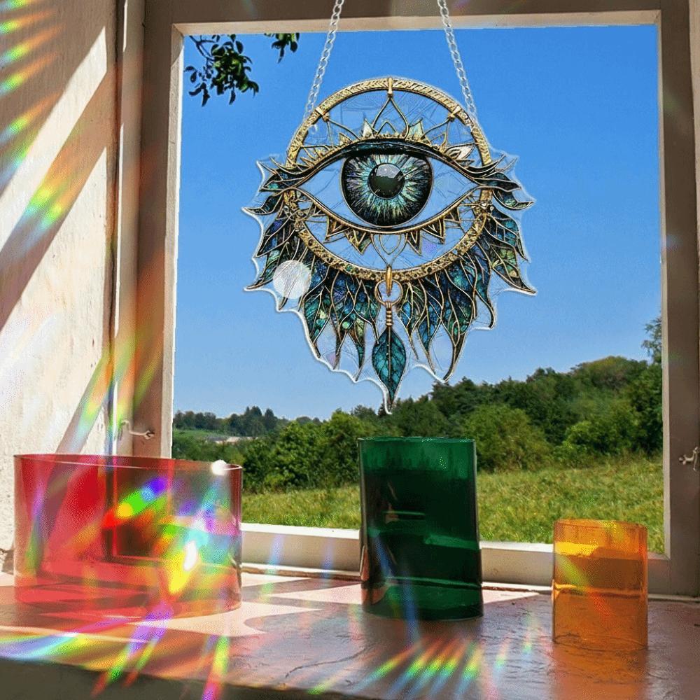Eye Shape Evil Eye Decoration 2D Flat Hanging Pendant Wall Decoration Sun Catcher Garden Decor
