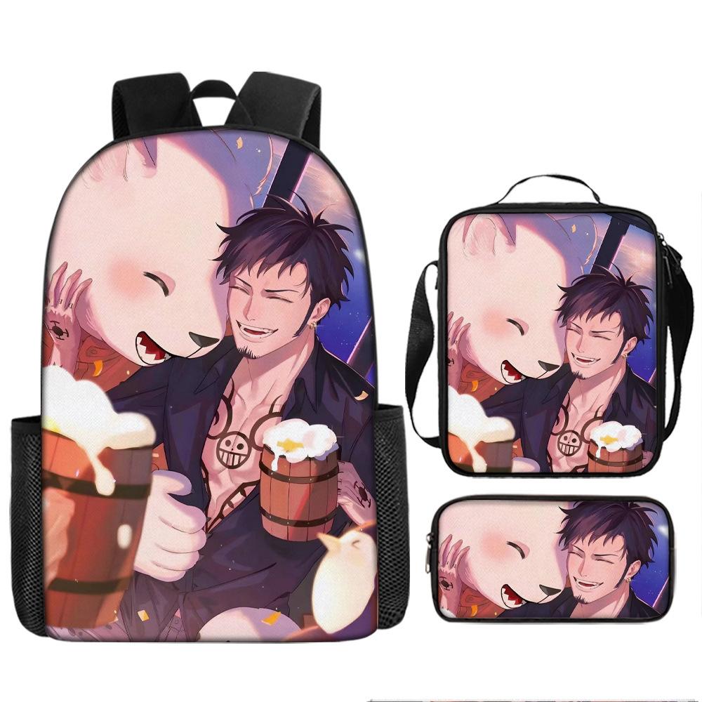Анимация ONE PIECE школьный рюкзак из трех частей игровой периферийный рюкзак большой вместимости для ученика средней школы для улицы, кампуса, сумка для компьютера