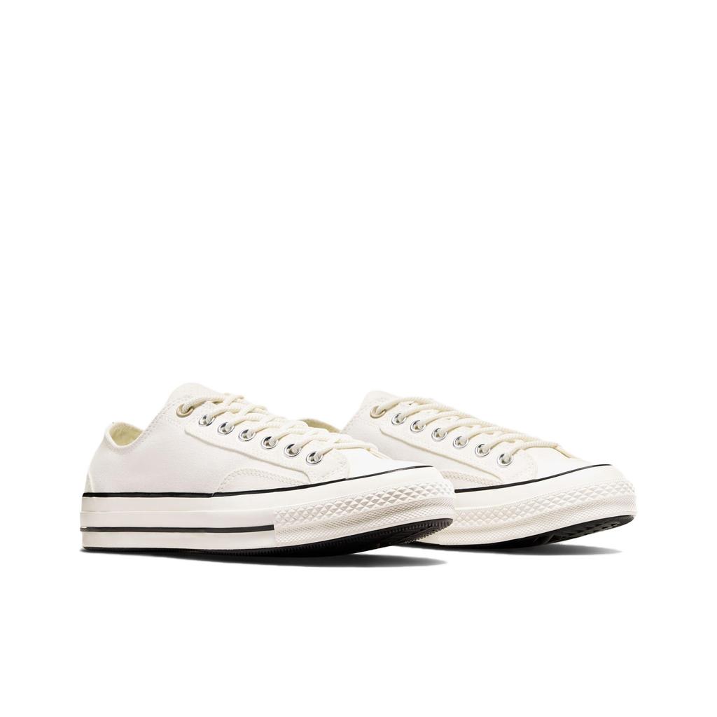 Converse Chuck 70 Low Canvas & Leather - Белые кроссовки унисекс Egret Beach-Stone Black A08762C