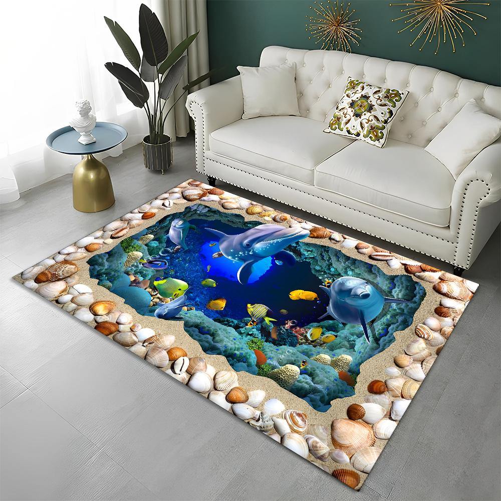 3D ковер-иллюзия морского дна, подводный мир, для дома, гостиной, спальни, дивана, коврик-дверной коврик, декор, детский коврик, нескользящий напольный коврик