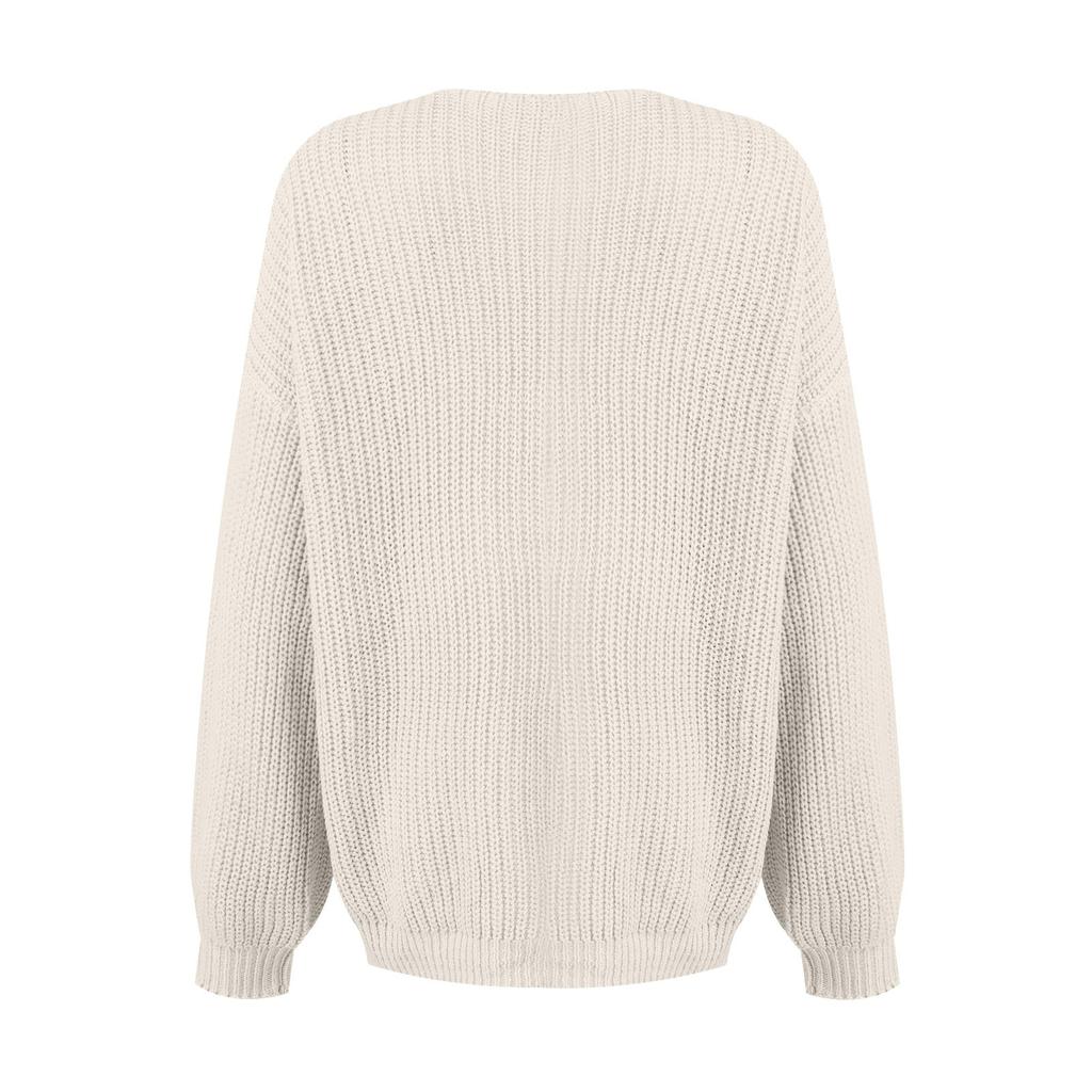 Женский модный свободный однотонный вязаный свитер средней длины, куртка-кардиган