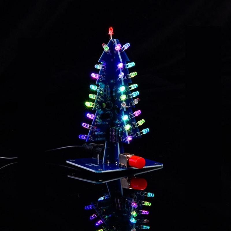Красочный 3D Рождественский Елка LED DIY Набор, Цветная Мигающая RGB LED Схема Электронная Сборка Веселый Набор, STEM Проект