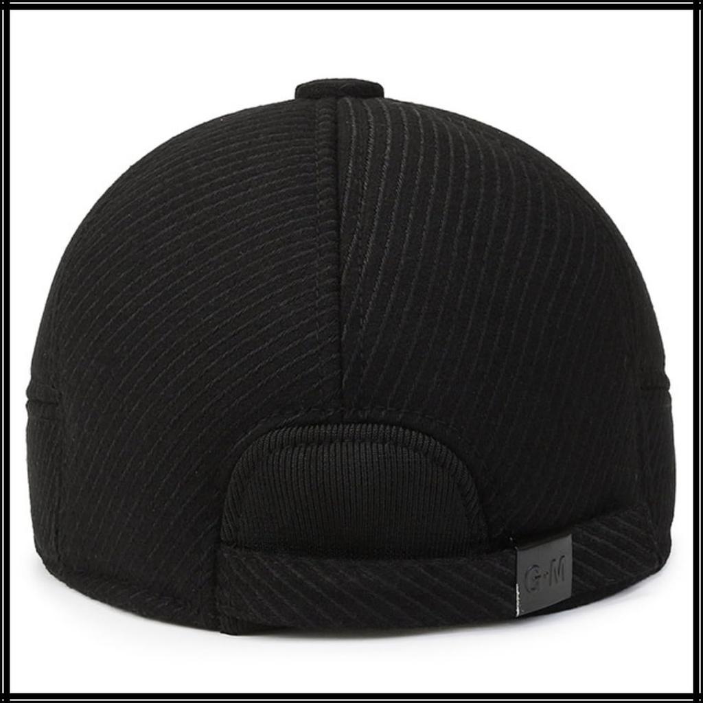 Кепка с холодной простой CZA385 [Белый Клык] Шапка, Наушники, Защита, Дизайн, На открытом воздухе, Стильная, Мужская, (черный)