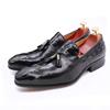 Men's Genuine Leather Tassel Loafers Black Formal Slip-On Dress Shoes Wedding Men's Footwear 2025 Style