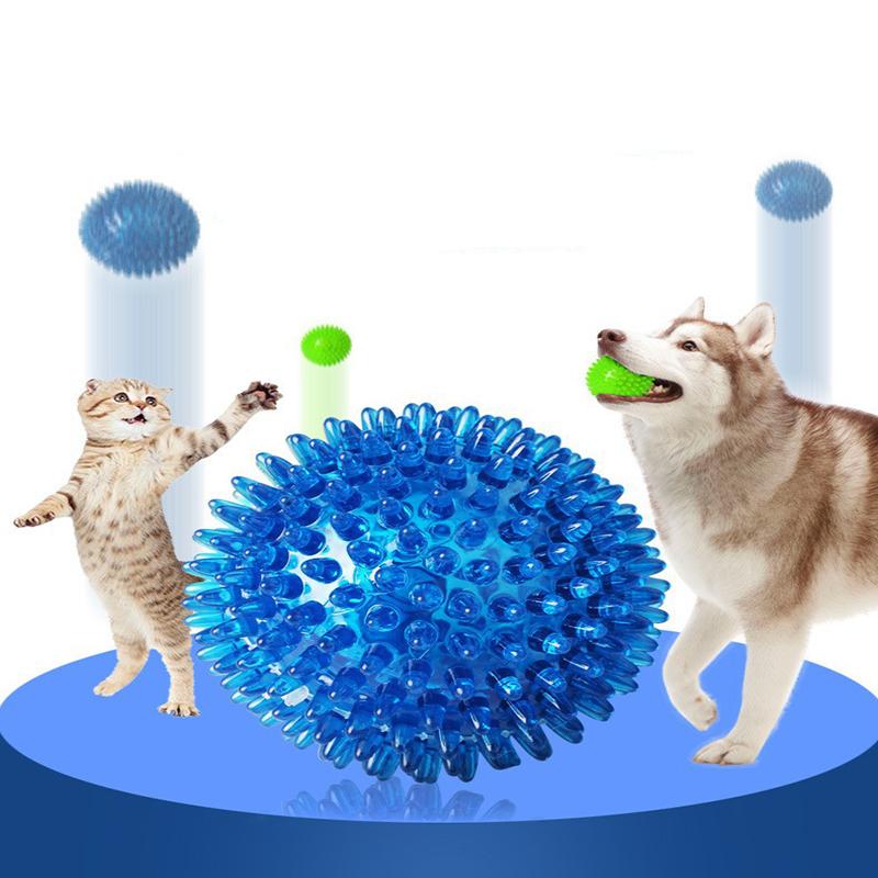 Игрушки для собак, кошек, щенков, звучащая игрушка, скрипучий шарик для чистки зубов, шарик для чистки зубов, TPR, тренировочная жевательная игрушка для зубов домашних животных, шары с шипами, аксессуары
