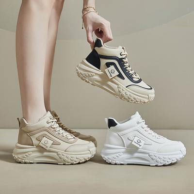 Туфли для пап с высоким берцем и толстой подошвой, осенние кроссовки для бега и занятий спортом, повседневная женская обувь с эффектом увеличения роста