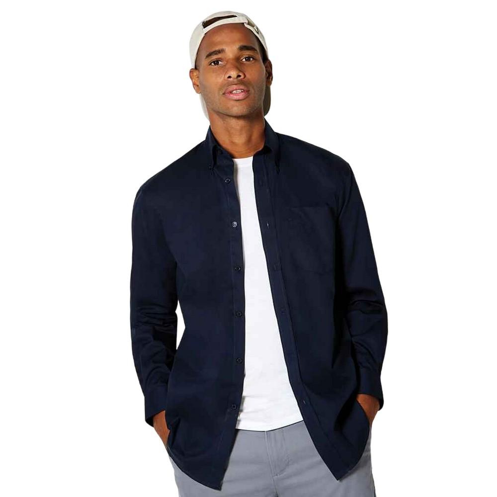 Kustom Kit Мужская корпоративная оксфордская рубашка с длинным рукавом