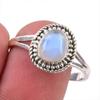 Natural Rainbow Moonstone Gemstone Handmade 925 Sterling Silver Ring S.9.5 M1z53